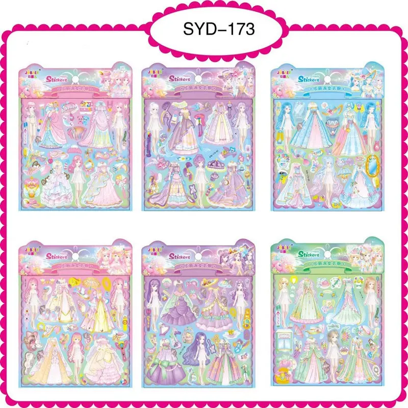 Pegatinas 3D de princesa con vestido y corona