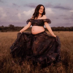 Vestido de maternidad bohemio de gasa para sesión de embarazo
