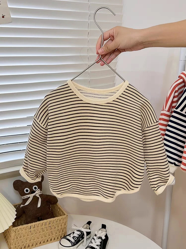 Sudadera holgada de diseño moderno para niños, cuello redondo