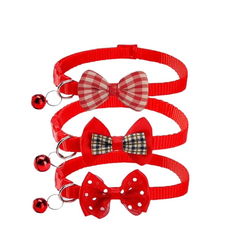 Collar ajustable con campana y lazo en colores