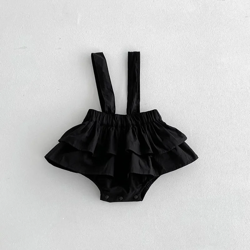 Conjunto primavera bebé: body con cuello hoja de loto y mono tirantes - imagen 4