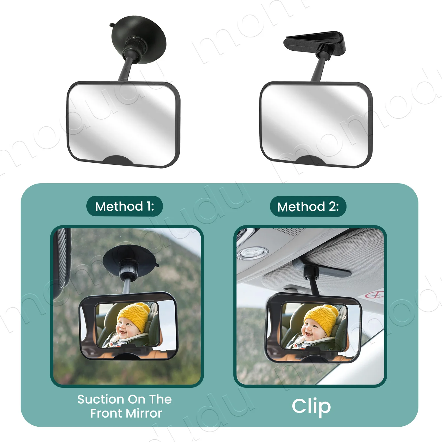 Espejo para coche de bebé inastillable con clip o ventosa - imagen 4