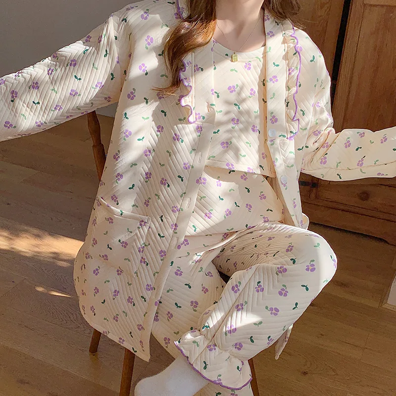 Pijama de lactancia de algodón para otoño – Confort posparto - imagen 4