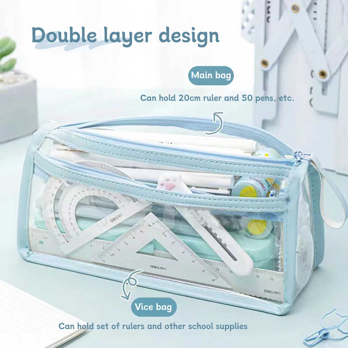 Estuche transparente para lápices – Impermeable con cremallera - imagen 3