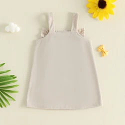 Vestido de pana con tirantes para bebé niña: lazo bordado y volantes