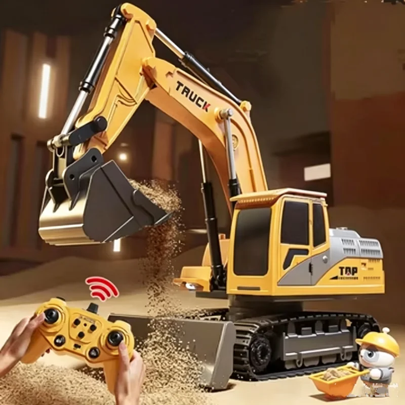 Excavadora RC de aleacion 6/9CH con mando, luces y giro de 680 grados