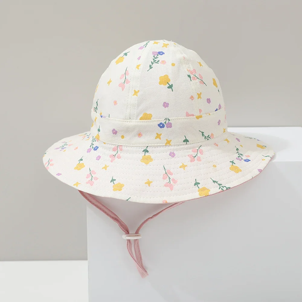 Sombrero de pescador doble cara con flores para niñas protección UV - imagen 3