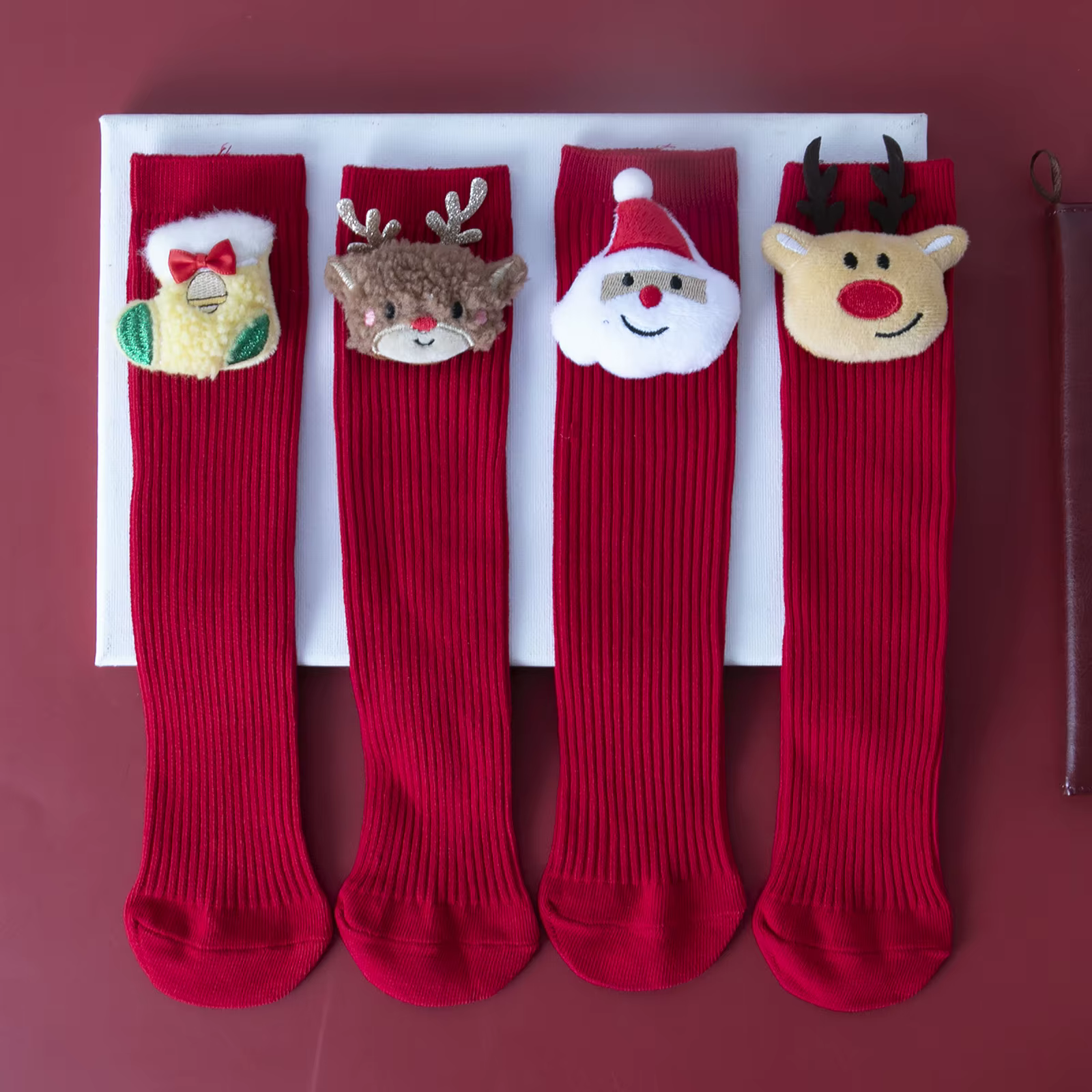Calcetines altos navideños de punto para niños y niñas de invierno - imagen 2