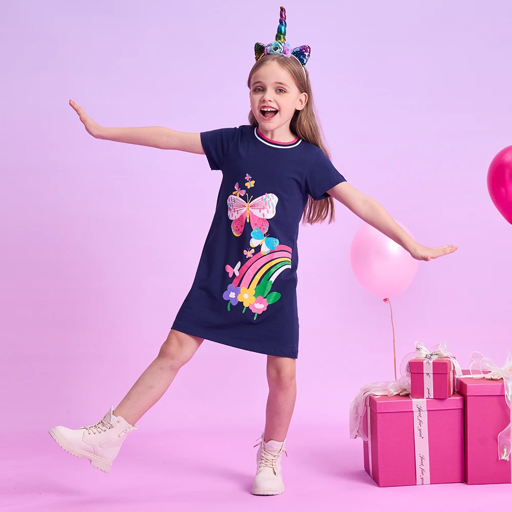 DXTON vestido de verano en algodón con estampado floral para niñas - imagen 3