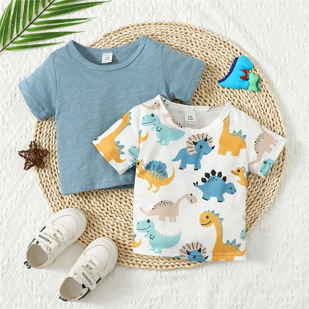 Camiseta bebé manga corta verano – Algodón suave con dinosaurio - imagen 2
