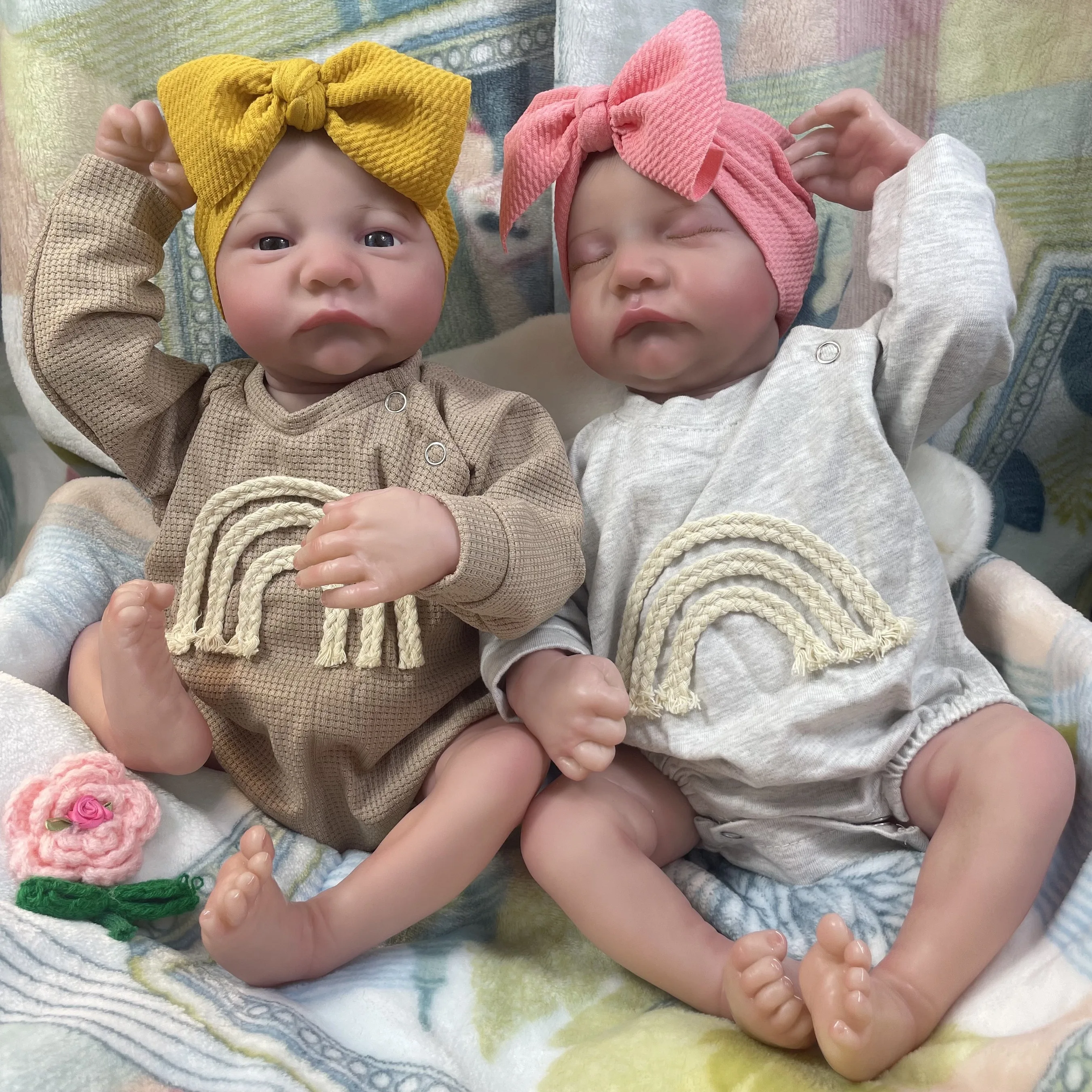 Levi Twins Reborn Baby Doll con pelo pintado a mano