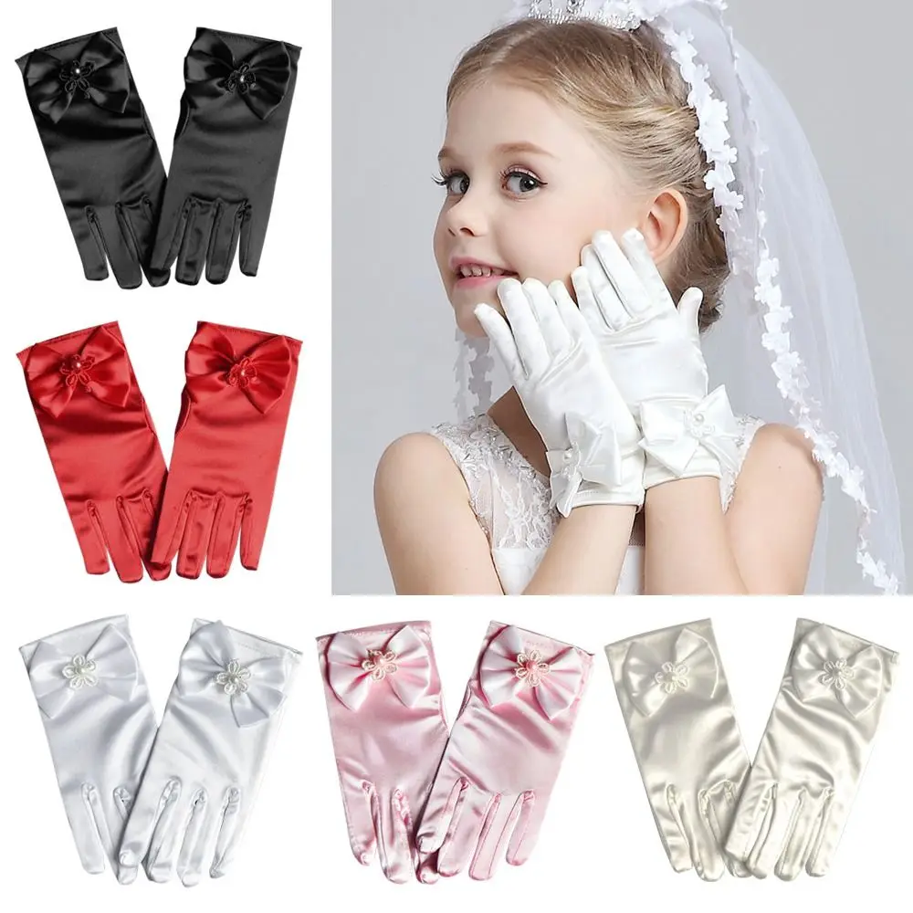 Guantes de niña satén estilo princesa para boda - imagen 4