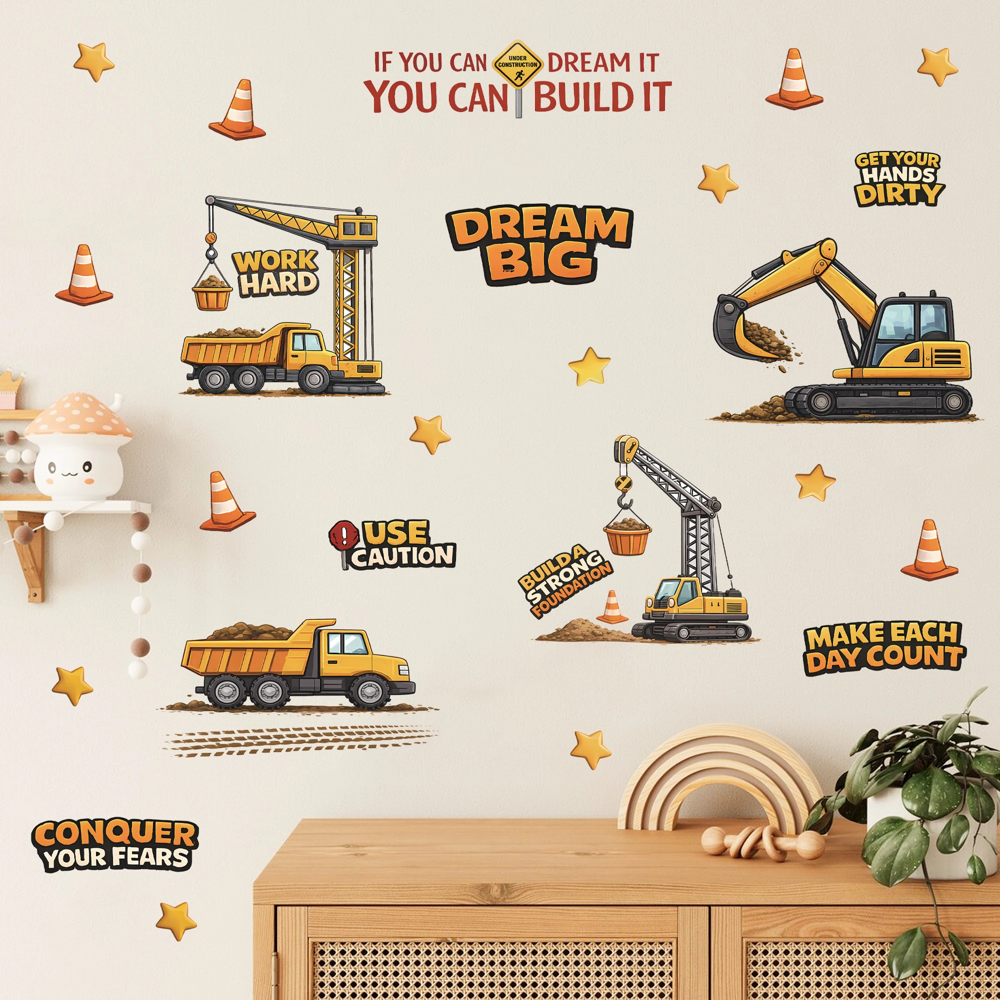Pegatinas de pared desmontables: excavadora y camión volquete - imagen 2