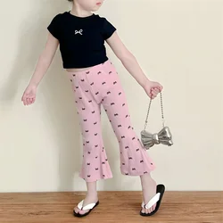 Conjunto bebé niña verano camiseta con lazo y pantalón corto