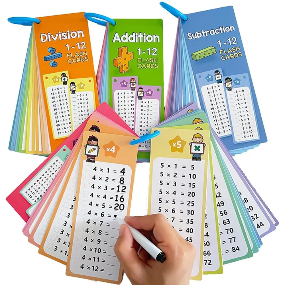 Tarjetas de matemáticas Montessori limpiables para sumar y restar - imagen 4