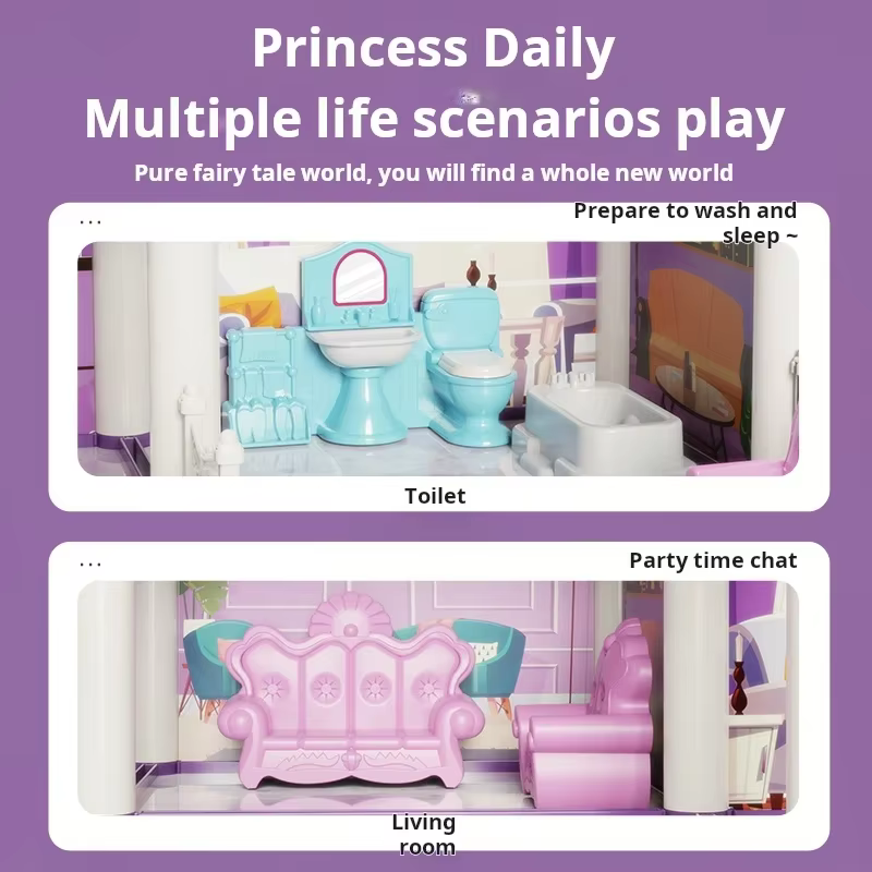 Castillo LED para princesas – Casa de muñecas infantil con luces - imagen 2