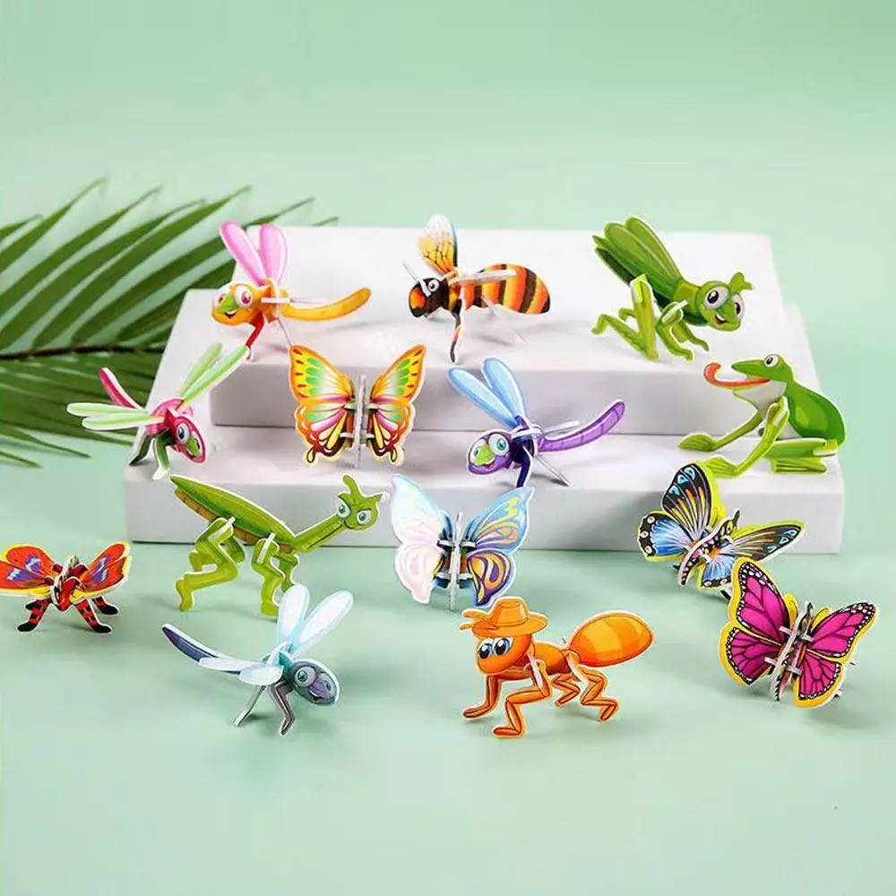 Rompecabezas 3D de papel con insectos para educación infantil