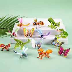 Rompecabezas 3D de papel con insectos para educación infantil