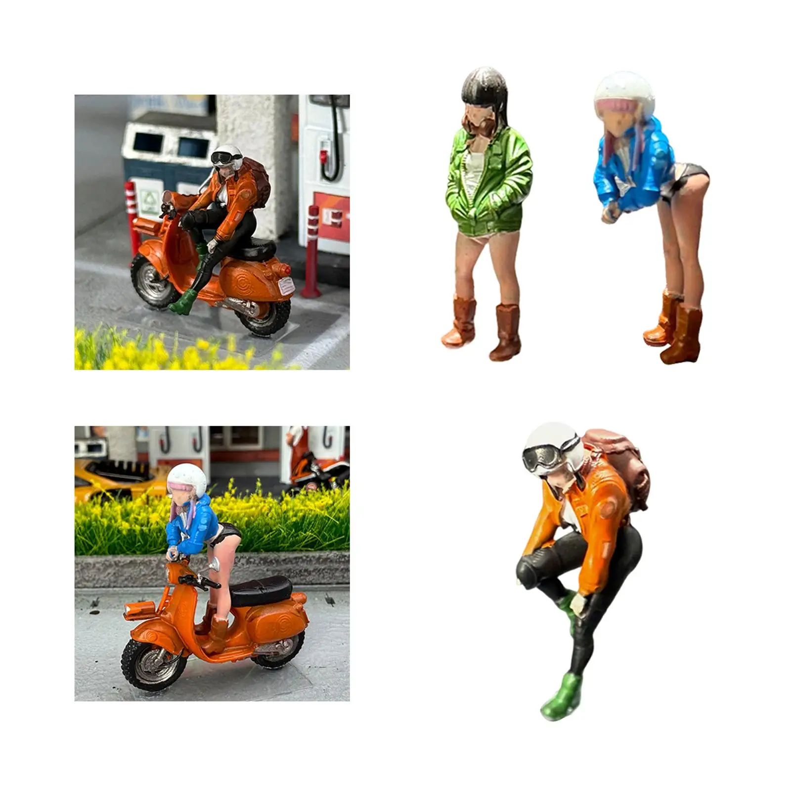 Figura decorativa de resina realista de chica motociclista para mesa - imagen 4