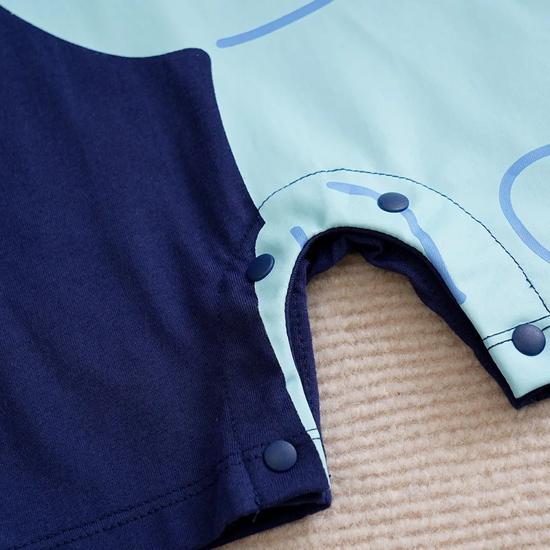 Pelele de verano de manga corta azul para bebé recién nacido - imagen 5
