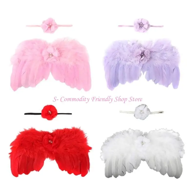 85AE Accesorios para sesión de fotos recién nacido con plumas - imagen 2