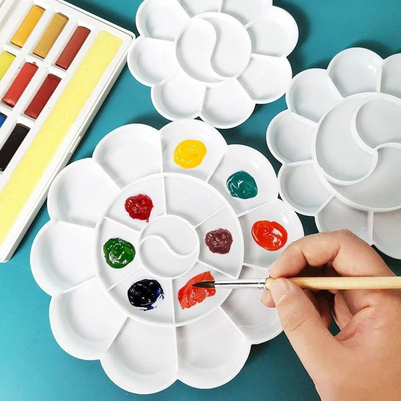 Paleta de pintura ZYF reutilizable de plástico blanca para acuarela - imagen 5
