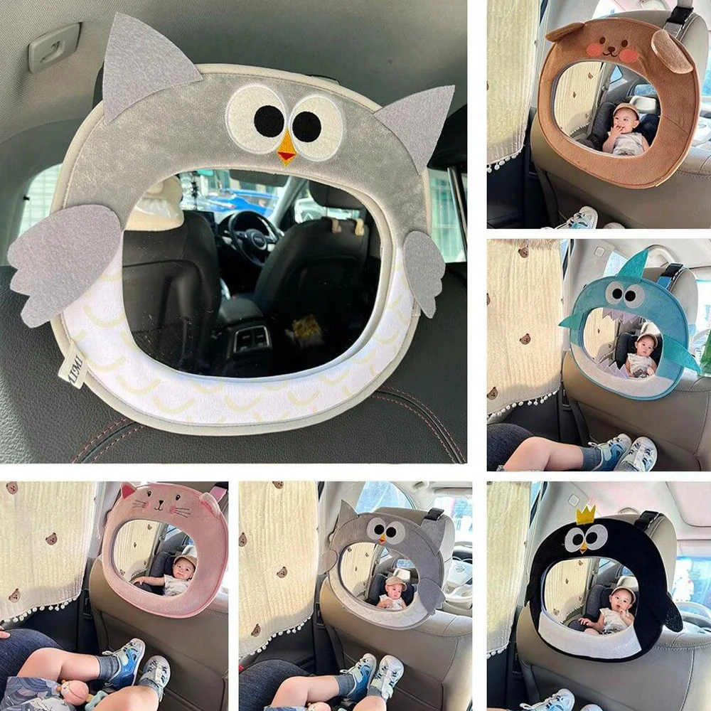 Espejo retrovisor ajustable con peluche para bebé en coche - imagen 2