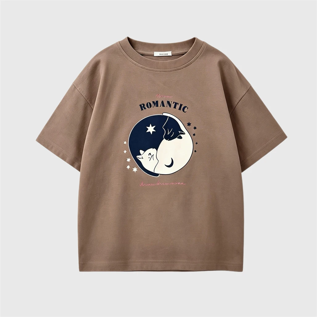 Camiseta de niño cuello redondo estampada estilo verano holgada