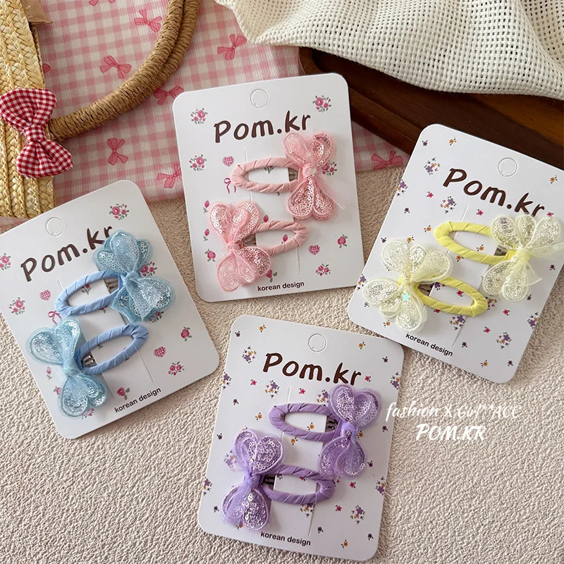 Pinzas de pelo infantiles con lazos y brillo de lentejuelas - imagen 4