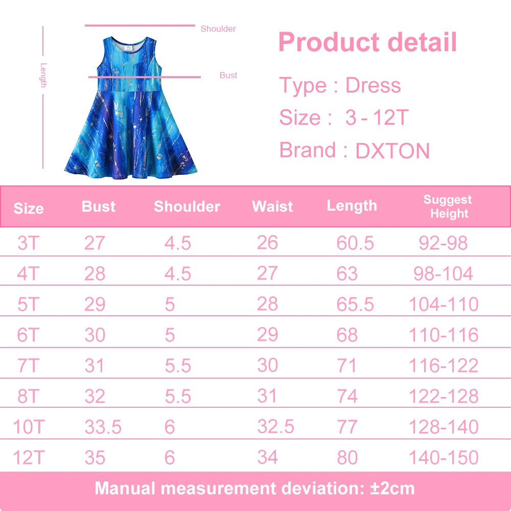 DXTON vestido de princesa sin mangas degradado línea A para niña - imagen 4