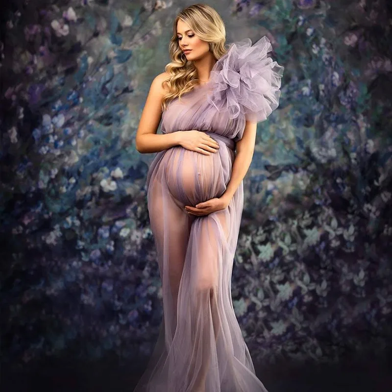 Vestido premamá negro largo maxi para fotos y celebraciones - imagen 5
