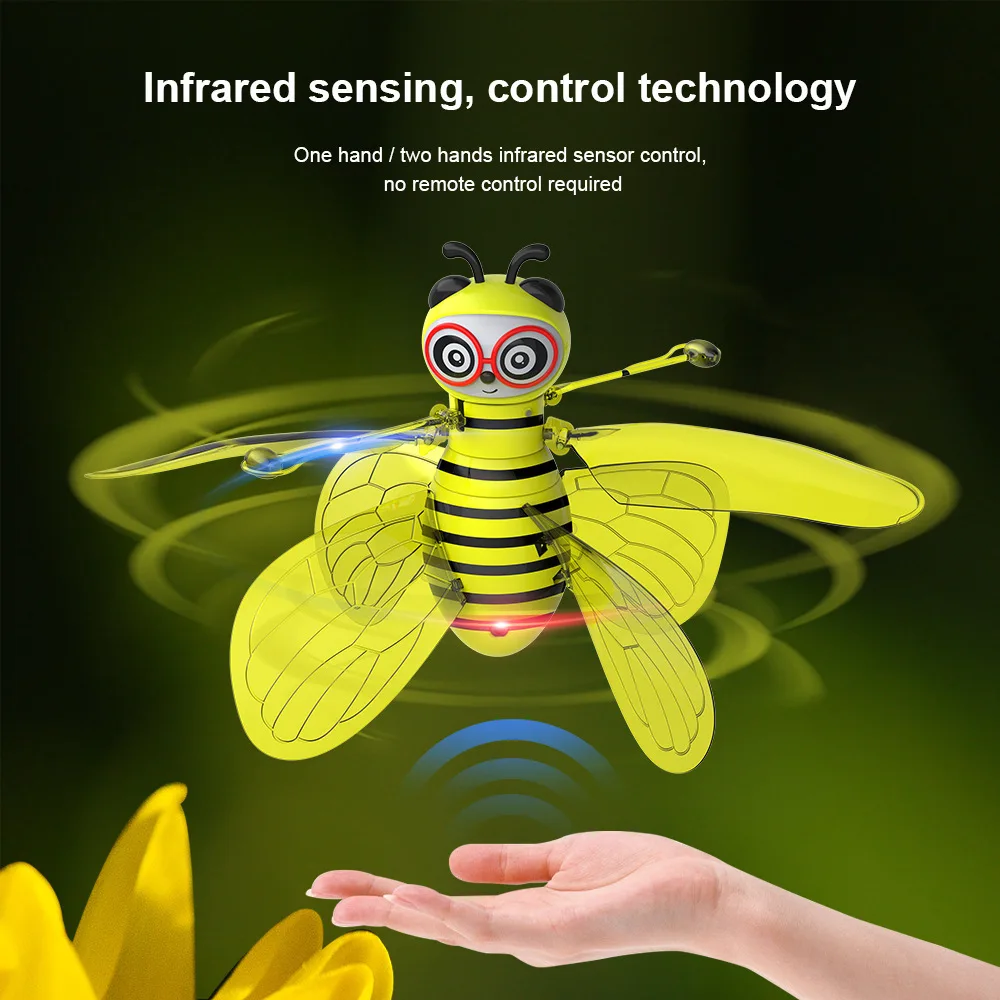 Juguete abeja voladora con control gestual y luces LED