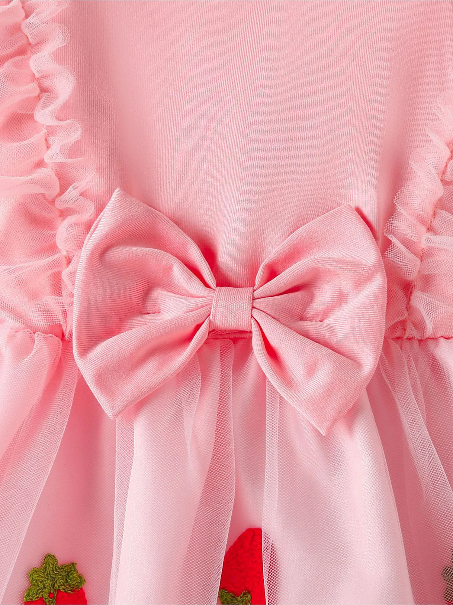 Vestido de tul princesa con lazo y flores en relieve para fiesta - imagen 2