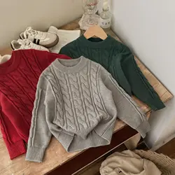 Jersey bebé de algodón grueso para otoño e invierno, cuello redondo