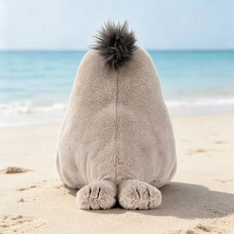 Peluche de foca gris suave con ojos grandes para regalar - imagen 2