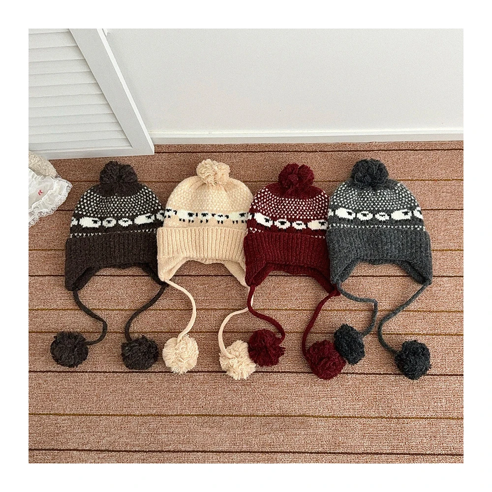MILANCEL gorro de invierno punto cálido para niños con oveja - imagen 2