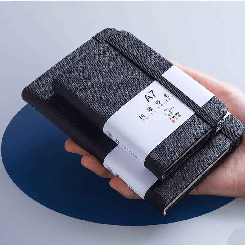 Mini cuaderno A7 azul con tapa dura