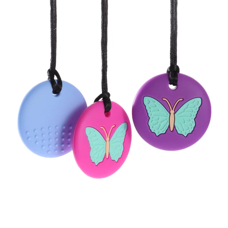 Collar de dentición de silicona con forma de mariposa