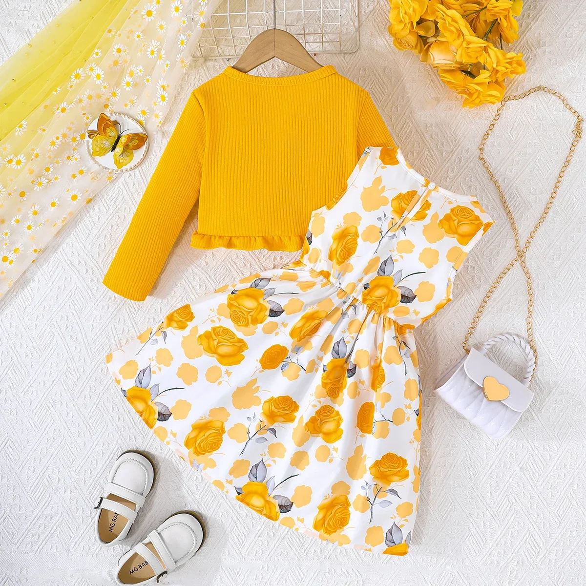 Vestido veraniego floral sin mangas para niña con lazo - imagen 5