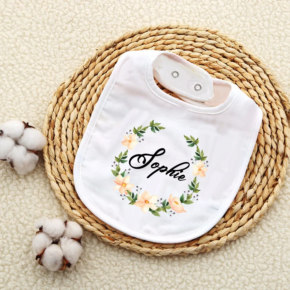 Babero personalizado bebé con corona y nombre de algodón - imagen 3