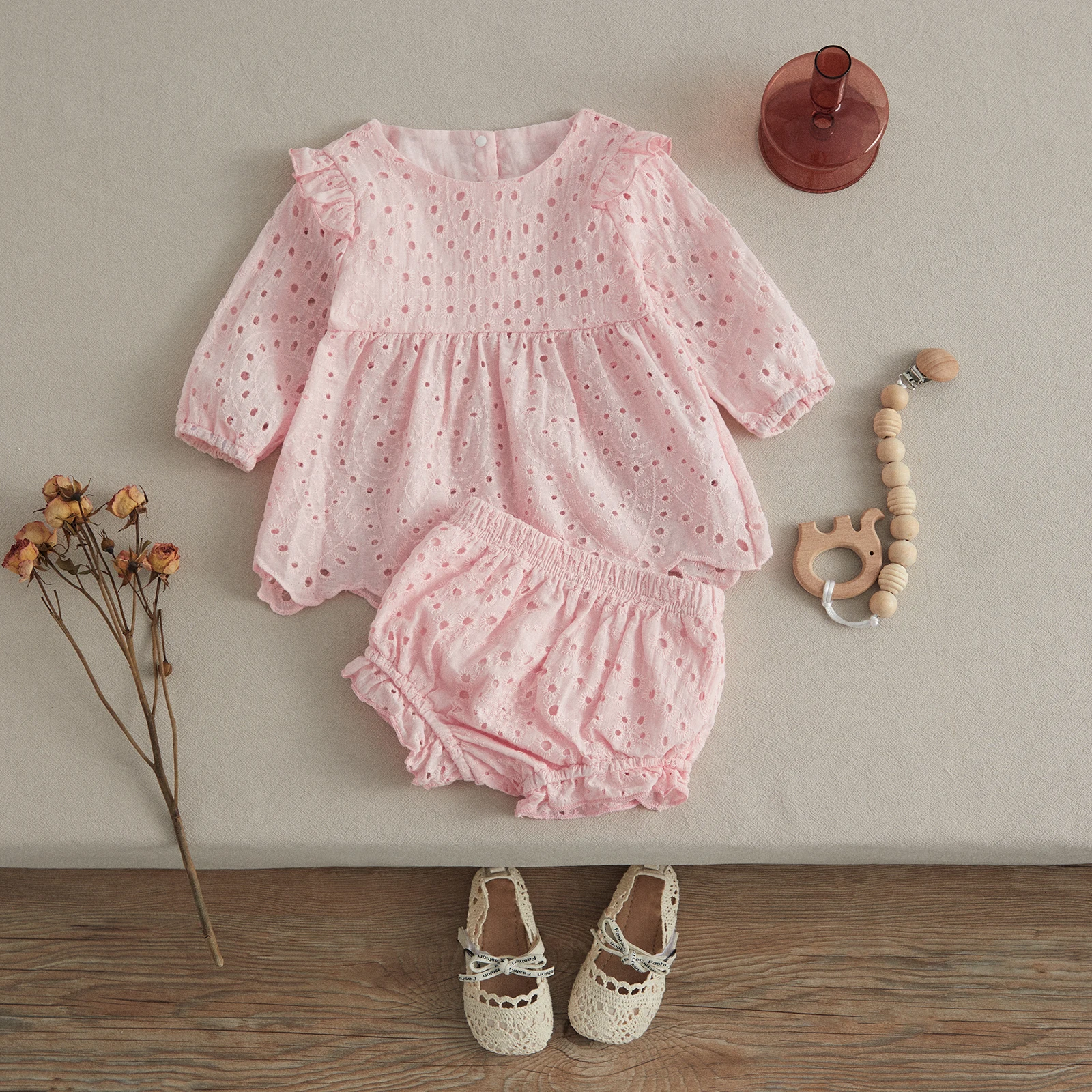 VISgogo Conjunto infantil: camiseta manga larga y shorts volantes - imagen 5
