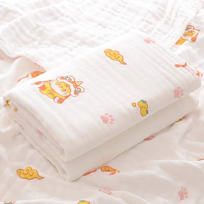 Manta de gasa para bebé recién nacido con dibujos, suave y absorbente - imagen 4