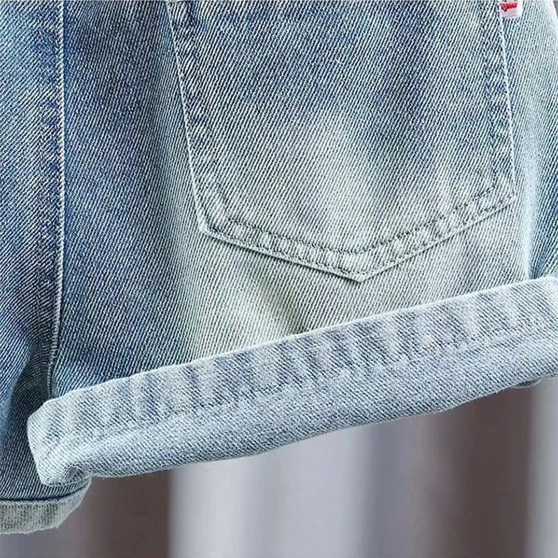 Pantalones cortos vaqueros con bordados para niña, sueltos - imagen 4
