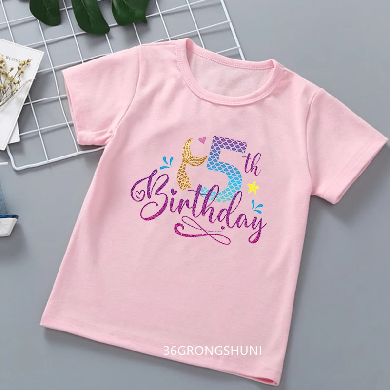 Camiseta dorada sirena para niña – Manga corta - imagen 2