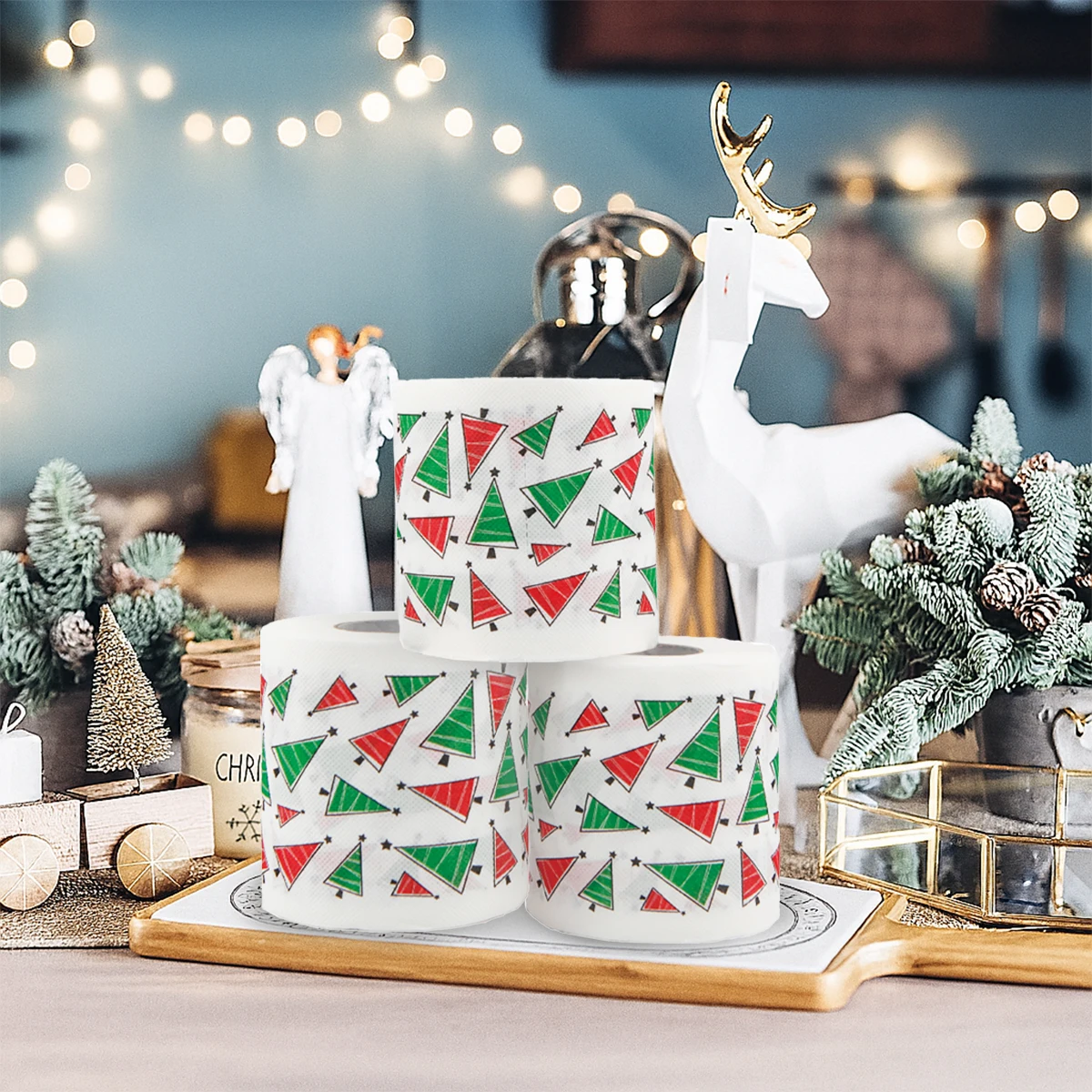 Rollo de papel higiénico Navidad con diseño Papá Noel suave festivo - imagen 5
