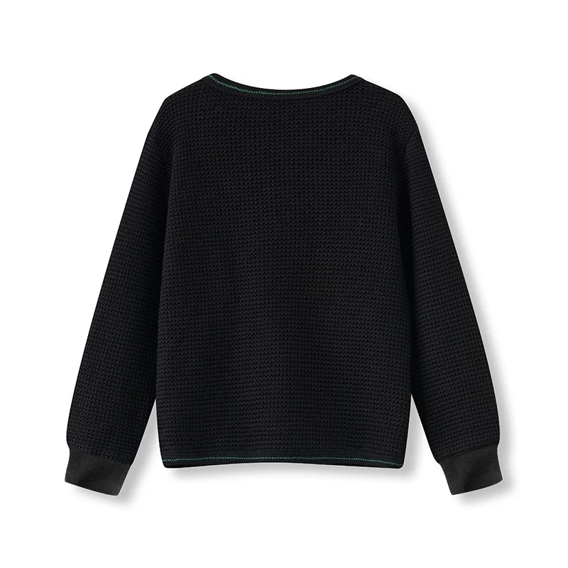 Jersey negro de punto con botones de terciopelo para niños - imagen 4