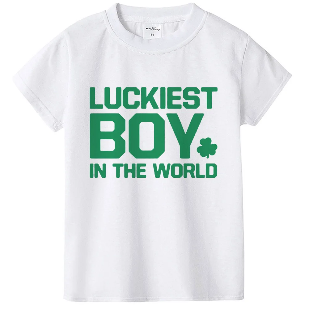 Camiseta Día de San Patricio para niños - Blanca con trébol