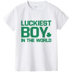 Camiseta Día de San Patricio para niños - Blanca con trébol