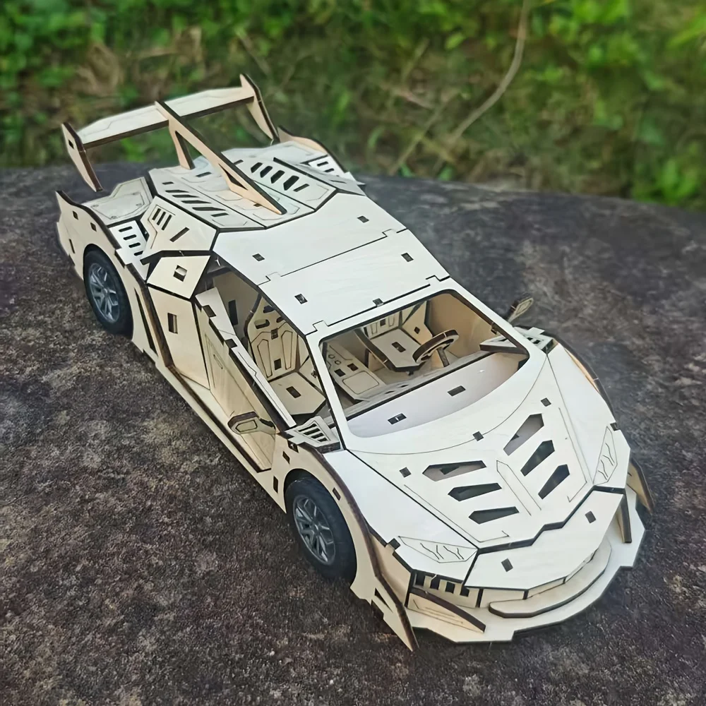 Rompecabezas 3D en madera con coches de carreras para niños - imagen 2