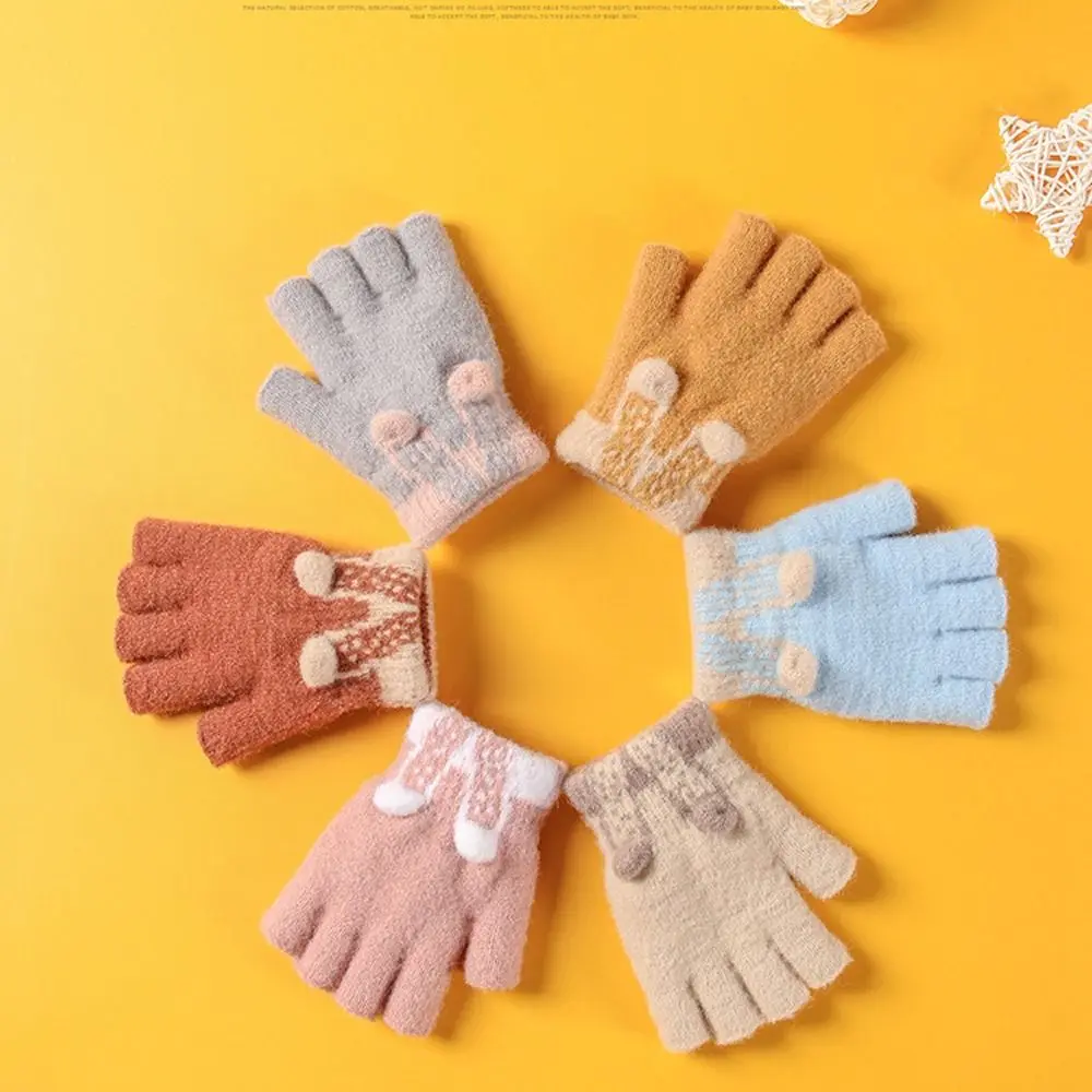 Guantes invierno niños punto – Mitones táctiles suaves yema descubierta